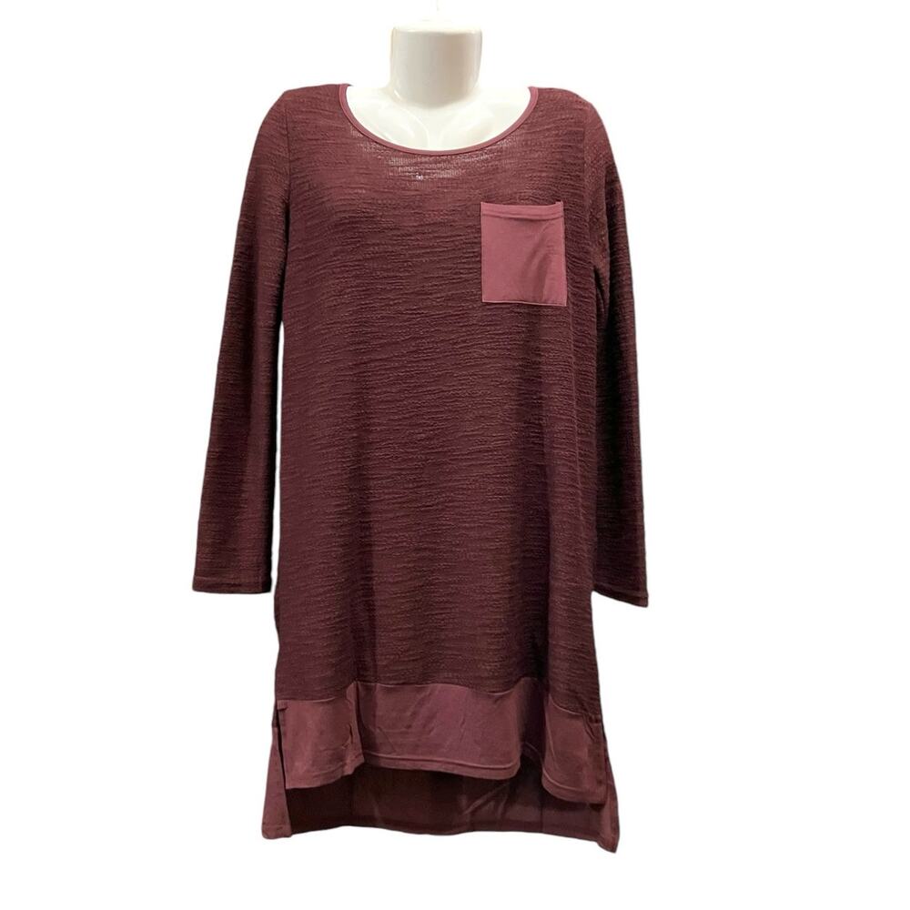 She + Sky Women's Burgundy Long Sleeve One Pocket Sweater Dress | Size M